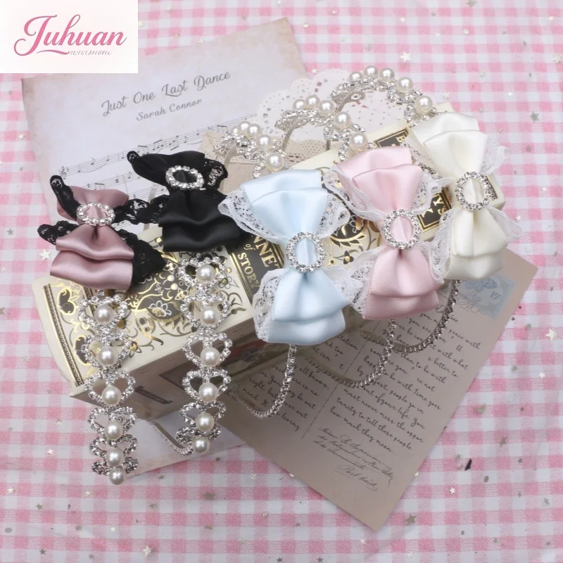 Оригинальная ручная работа, милая Лолита, массовое производство, кружево, кружево, бант со стразами, повязка на голову с жемчугом, аксессуары для волос, женские модели
Оригинальная ручная работа, милая Лолита, массовое производство, кружево, кружево, бант со стразами, повязка на голову с жемчугом, аксессуары для волос, женские модели