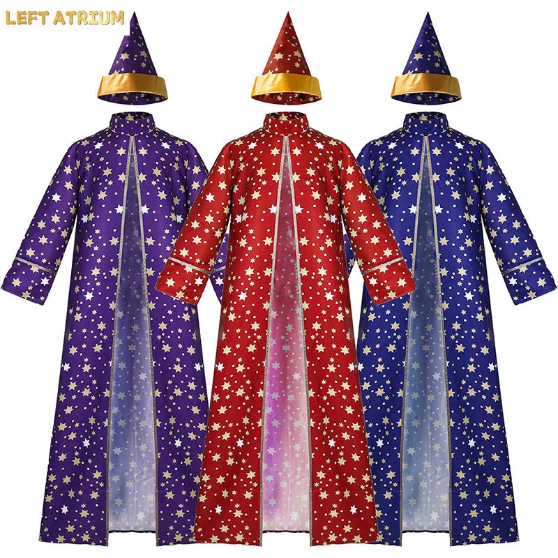 Men Magic Magician Costume with Blue Robe Cloak Hat Star Moon Magician Wizard Cosplay Costume Adult Role Playing Clothing
Men Magic Magician Costume with Blue Robe Cloak Hat Star Moon Magician Wizard Cosplay Costume Adult Role Playing Clothing