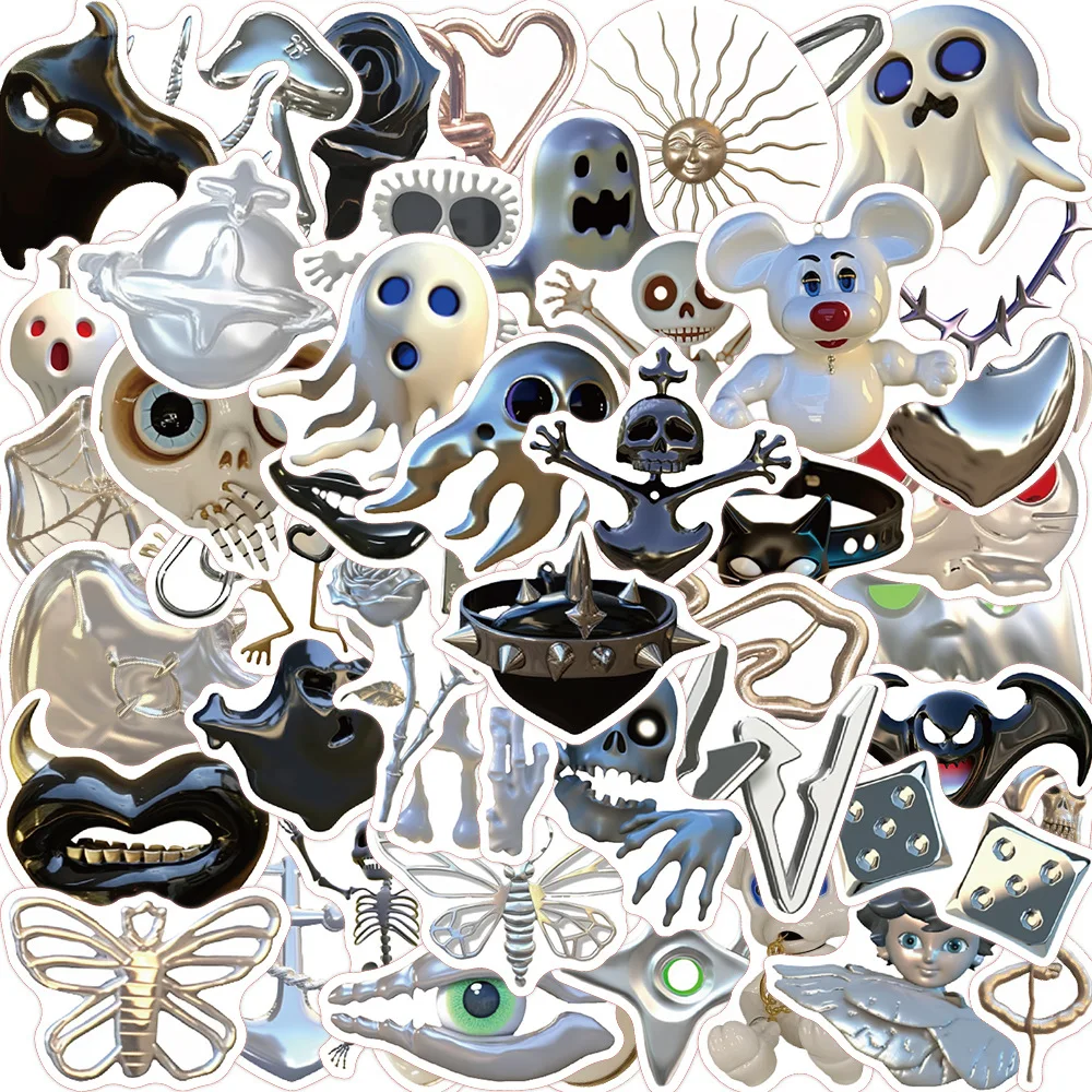 50Pcs Silver Horror Skeleton Ghost Series Stickers Suitcase Phone Case Water Bottle Waterproof Decoration Diy Sticker Packs
50Pcs Silver Horror Skeleton Ghost Series Stickers Suitcase Phone Case Water Bottle Waterproof Decoration Diy Sticker Packs