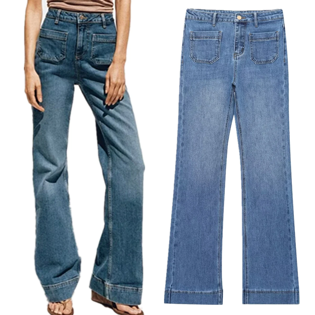 Withered French Retro High Waisted Pocket Decorated Jeans Minimalist Commuting Casual Straight leg jeans for women
Withered French Retro High Waisted Pocket Decorated Jeans Minimalist Commuting Casual Straight leg jeans for women