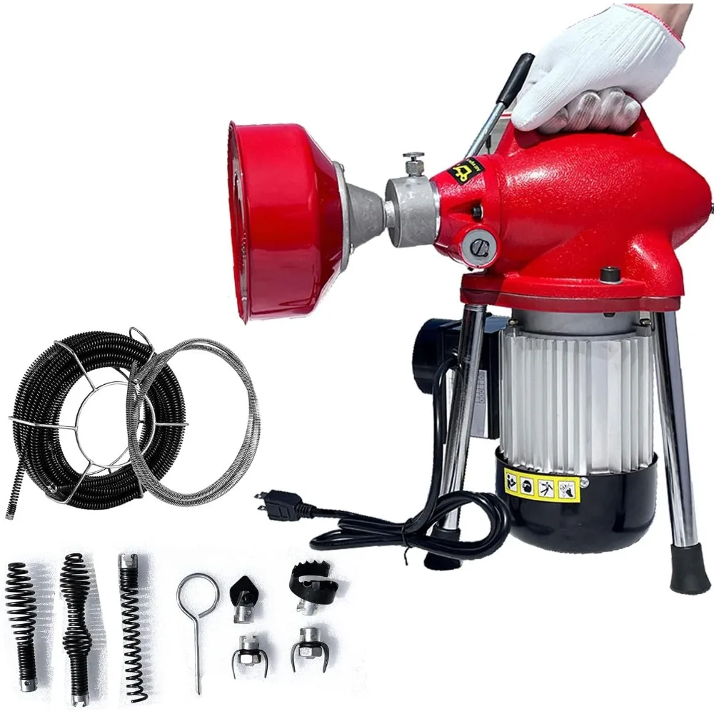Drain Cleaner Machine 3 Cables Electric Drain Auger, 250W for 3/4" to 4" Pipes Power Spin with Autofeed Function & 7 Cutters
Drain Cleaner Machine 3 Cables Electric Drain Auger, 250W for 3/4" to 4" Pipes Power Spin with Autofeed Function & 7 Cutters