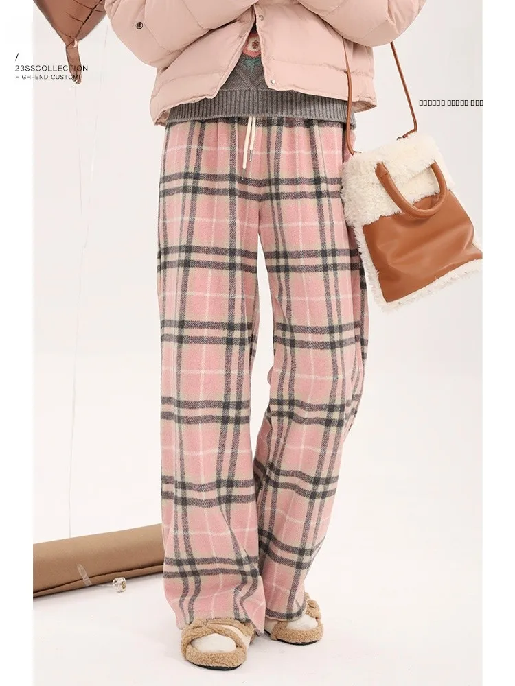 Fangbo Yang Retro Pink Plaid Straight Leg Casual Pants Women's Loose Slimming Wide Leg Long Trousers Autumn New Sle
Fangbo Yang Retro Pink Plaid Straight Leg Casual Pants Women's Loose Slimming Wide Leg Long Trousers Autumn New Sle