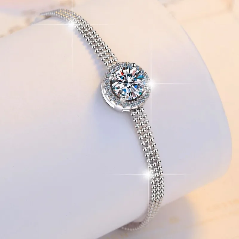 925 Silver Mosang Stone Bracelet with Round Beads, Simulated Crate Diamond Bracelet, Female Wedding Jewelry Wholesale
925 Silver Mosang Stone Bracelet with Round Beads, Simulated Crate Diamond Bracelet, Female Wedding Jewelry Wholesale