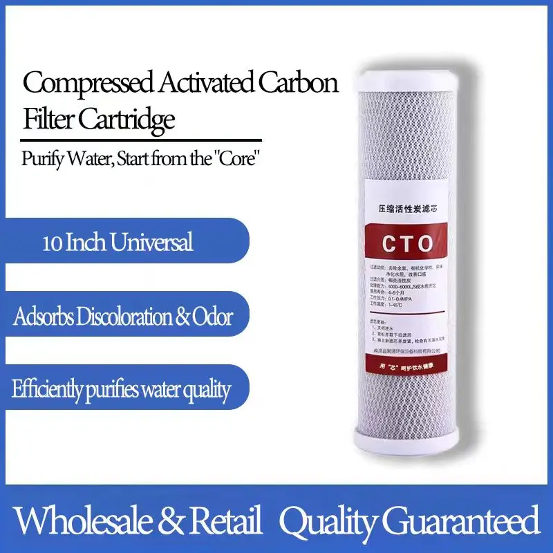 10" CTO Carbon Block Filter Cartridge, Standard Universal Size, Reduces Chlorine & Bad Taste
10" CTO Carbon Block Filter Cartridge, Standard Universal Size, Reduces Chlorine & Bad Taste