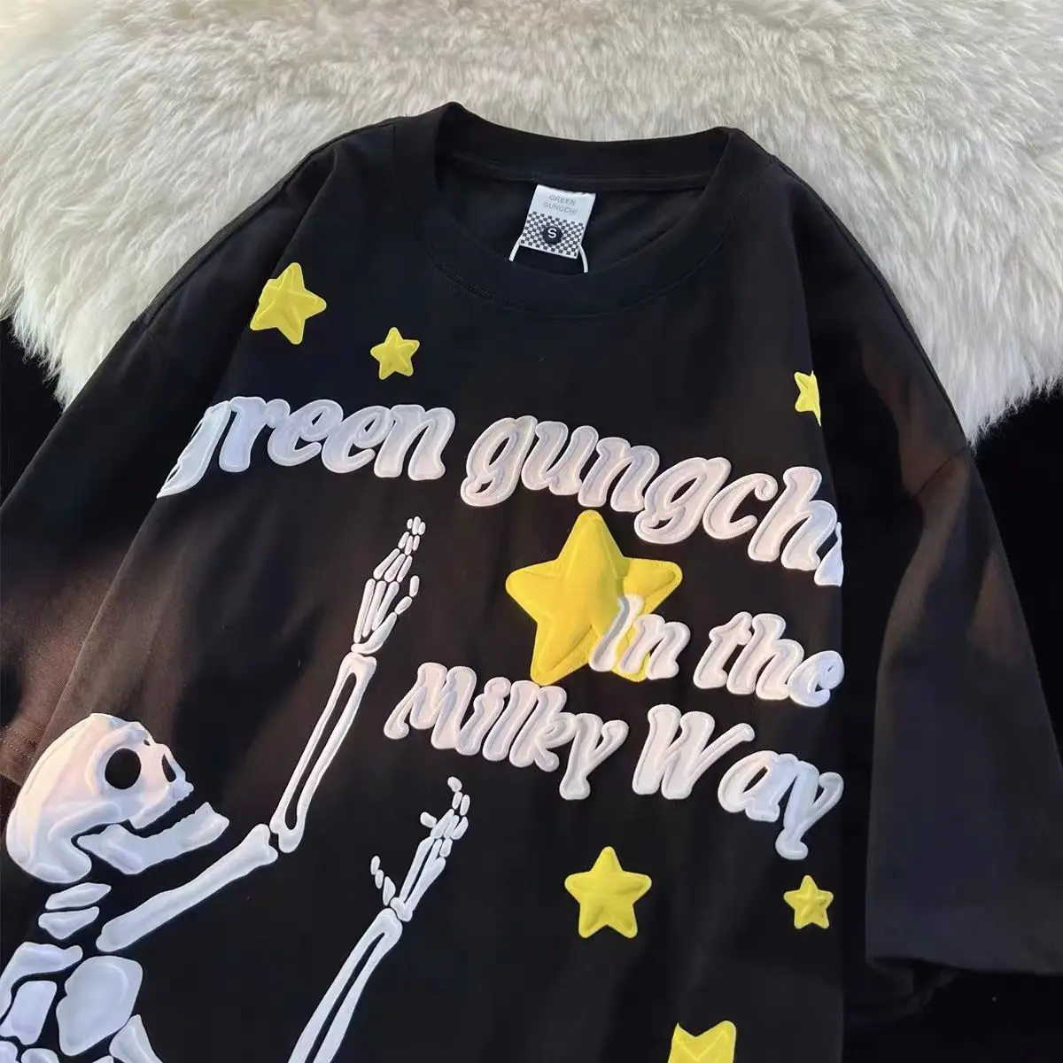 American Street Fashion Brand Pure Cotton Short Sleeve T-shirt for Men and Women Loose Hip Hop Couple Top Ins Star Skull Summer
American Street Fashion Brand Pure Cotton Short Sleeve T-shirt for Men and Women Loose Hip Hop Couple Top Ins Star Skull Summer