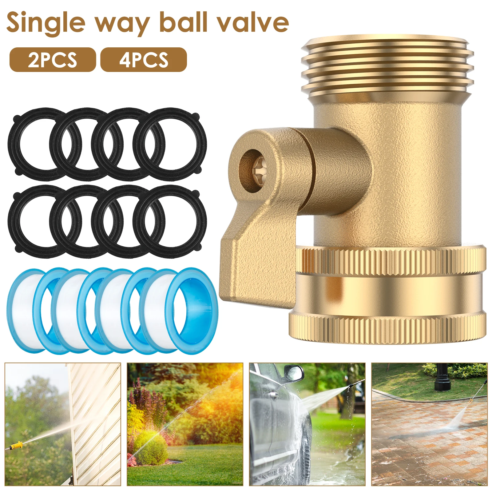2/4Pcs Water Hose Shut Off Valve 3/4inch Solid Brass Garden Hose Ball Valve with Washers and Raw Tape Heavy Duty Garden Hose
2/4Pcs Water Hose Shut Off Valve 3/4inch Solid Brass Garden Hose Ball Valve with Washers and Raw Tape Heavy Duty Garden Hose