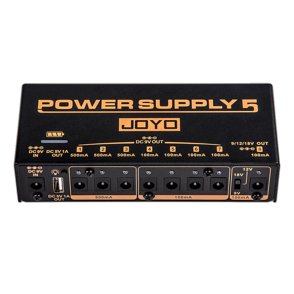 JOYO JP-05 Guitar Effect Pedal Power Supply Build-in 4400mAh Rechargeable Battery 8 Outputs 9V/12V/18V Jacks With 5V/1A USB Port
JOYO JP-05 Guitar Effect Pedal Power Supply Build-in 4400mAh Rechargeable Battery 8 Outputs 9V/12V/18V Jacks With 5V/1A USB Port