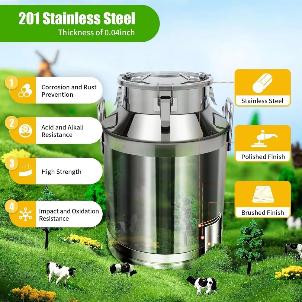 50L/13.3Gallon Milk Can Stainless Steel Milk Jug Airtight Metal Milk Bucket with Lid Ideal for Liquids Solids Kitchen Storage
50L/13.3Gallon Milk Can Stainless Steel Milk Jug Airtight Metal Milk Bucket with Lid Ideal for Liquids Solids Kitchen Storage