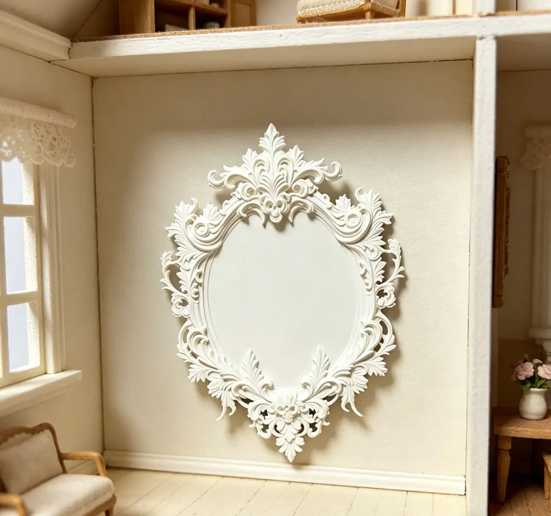 1:12 Scale Dollhouse Baroque Photo Frame, Gothic Ornate Oval Frame, Black/White Vintage Style, Dollhouse Scene Layout Accessory
1:12 Scale Dollhouse Baroque Photo Frame, Gothic Ornate Oval Frame, Black/White Vintage Style, Dollhouse Scene Layout Accessory