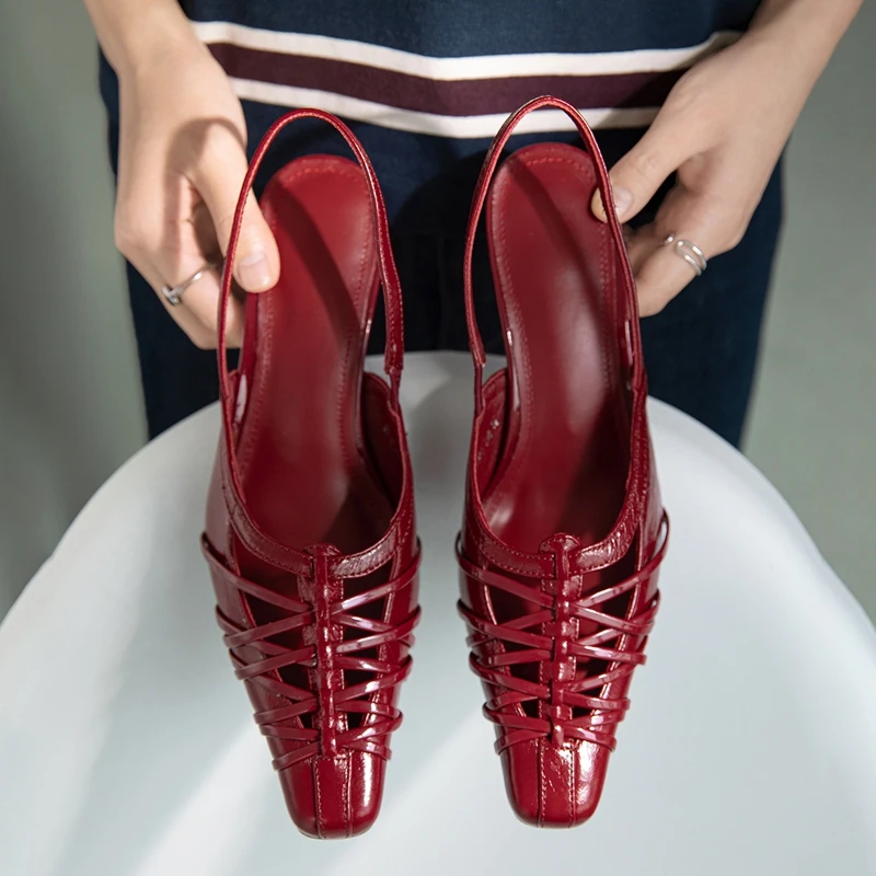 2026 New Summer Genuine Leather Wine Red Square Toe High Heels Overhead Sandals for Women Retro Skinny Heel Back Empty Shoes
2026 New Summer Genuine Leather Wine Red Square Toe High Heels Overhead Sandals for Women Retro Skinny Heel Back Empty Shoes