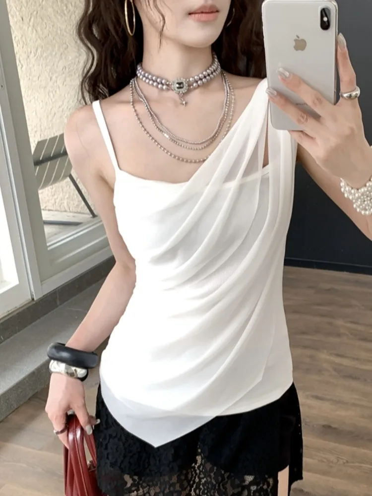 Sexy Spicy Girl Irregular Mesh Splice Sleeveless Strap Vest Women's Summer Fashion Slimming Top City Walk Blend Style Square ...
Sexy Spicy Girl Irregular Mesh Splice Sleeveless Strap Vest Women's Summer Fashion Slimming Top City Walk Blend Style Square ...
