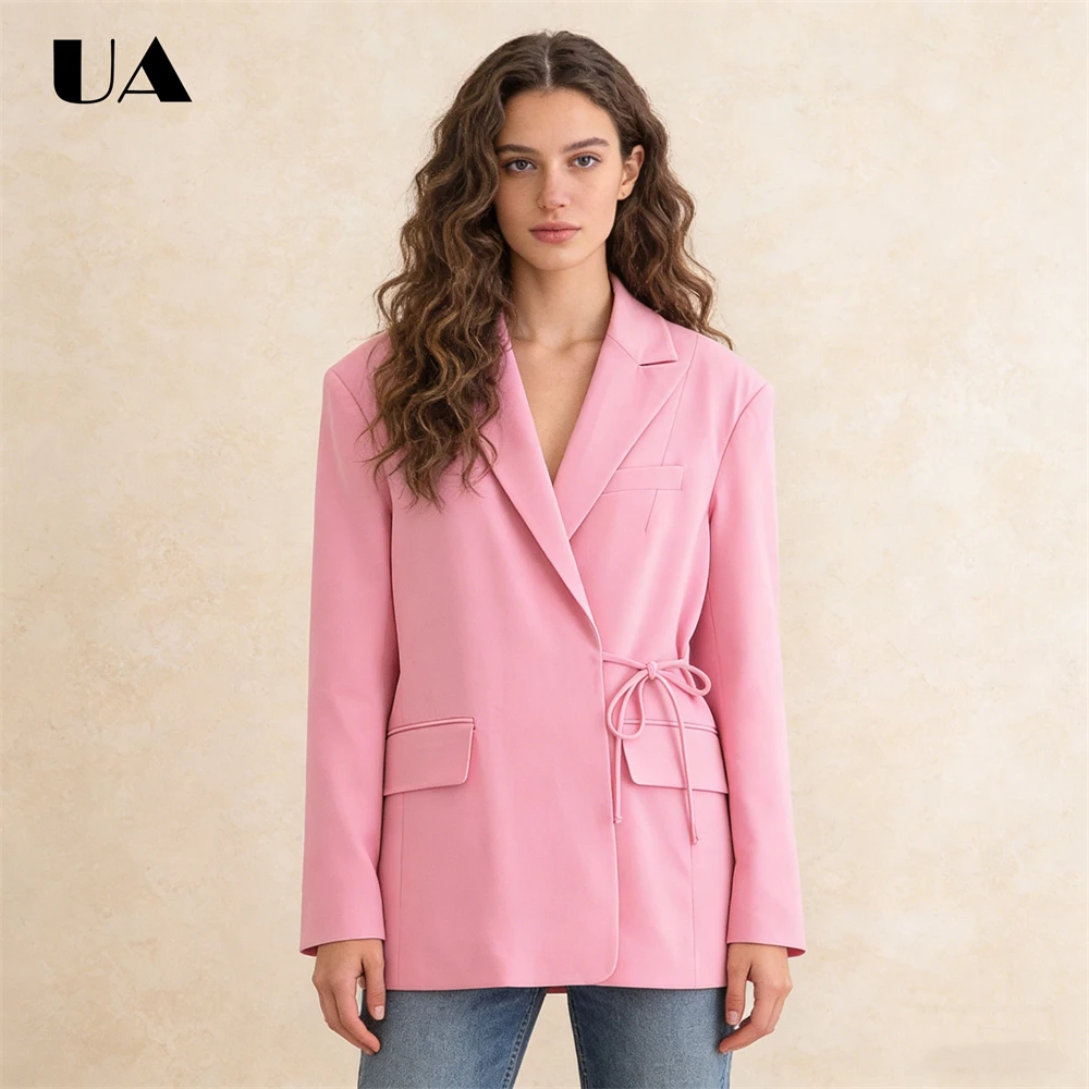 ULBYANRY Women's Oversized Blazer, Soft Pink Relaxed Fit Notch Lapel Suit Jacket, Features Patch Pockets Self Tie Waist Suit
ULBYANRY Women's Oversized Blazer, Soft Pink Relaxed Fit Notch Lapel Suit Jacket, Features Patch Pockets Self Tie Waist Suit