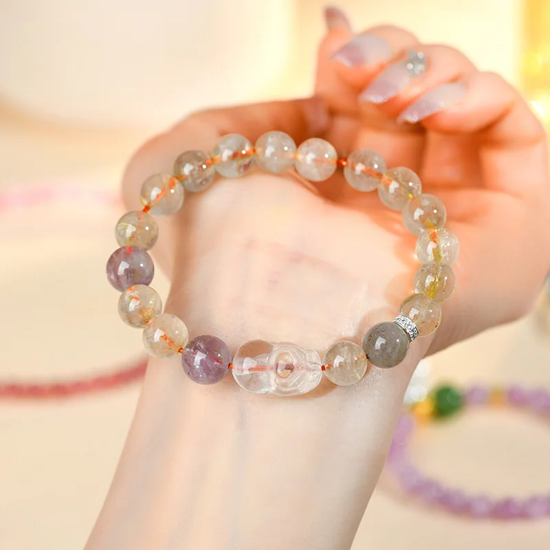 Натуральный золотой рутилированный кварц, белый стиль Pixiu, женский браслет для начинающих с сокровищами, Je
Натуральный золотой рутилированный кварц, белый стиль Pixiu, женский браслет для начинающих с сокровищами, Je