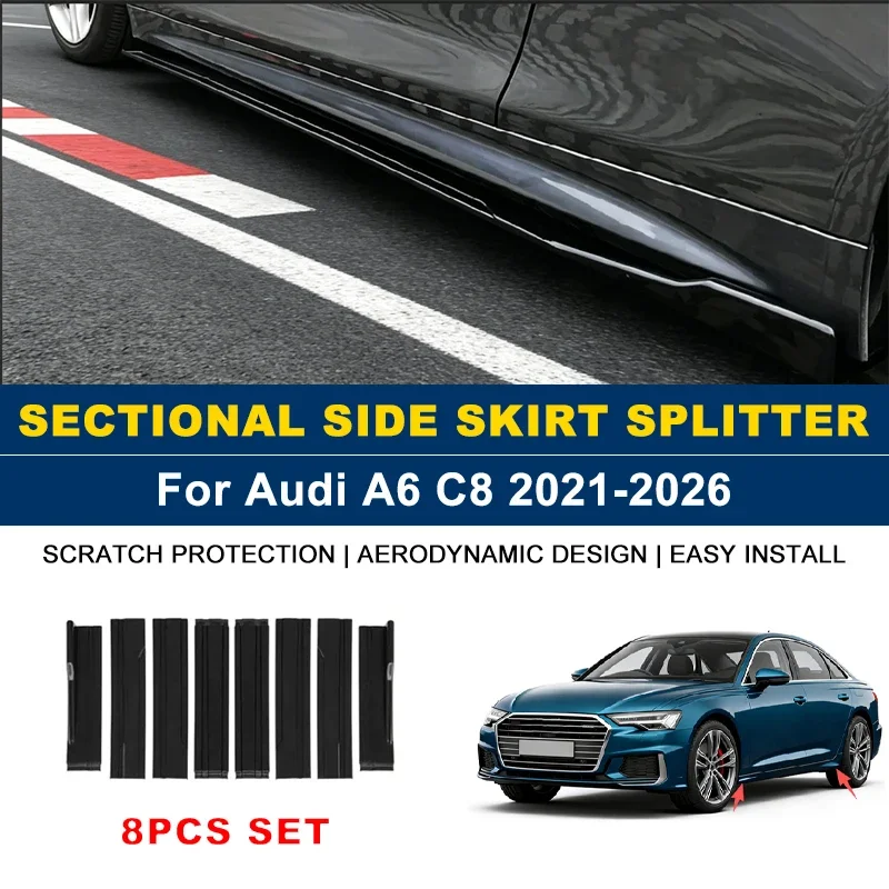 2.2m Sectional Side Skirt Extension Lips Side Spoiler, Car Exterior Modified Upgrade Kit For Audi A6 C8 2021-2026 2022 2023 2024
2.2m Sectional Side Skirt Extension Lips Side Spoiler, Car Exterior Modified Upgrade Kit For Audi A6 C8 2021-2026 2022 2023 2024