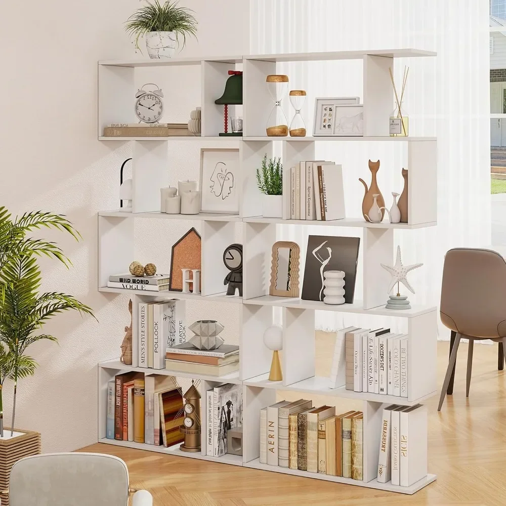 5 Tier Geometric Bookcase, S Shaped Bookshelf, Modern Decorative Storage Shelving, Wooden Room Divider Bookcase
5 Tier Geometric Bookcase, S Shaped Bookshelf, Modern Decorative Storage Shelving, Wooden Room Divider Bookcase