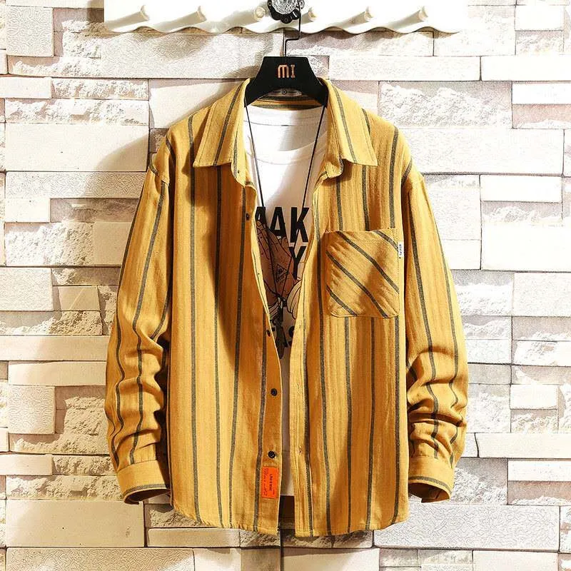 Spring New Men's Handsome Loose Striped Longsved Shirt Vintage Style Thickened Long Sleeve PU Leather Velvet Fabric Shirt
Spring New Men's Handsome Loose Striped Longsved Shirt Vintage Style Thickened Long Sleeve PU Leather Velvet Fabric Shirt
