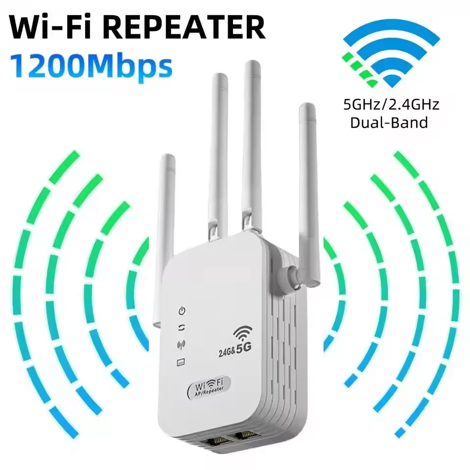 1200Mbps WiFi Signal Booster Wireless WiFi Repeater with WAN/LAN Port Dual-Band 2.4/5G WiFi Signal Amplifier WIFI Range Extender
1200Mbps WiFi Signal Booster Wireless WiFi Repeater with WAN/LAN Port Dual-Band 2.4/5G WiFi Signal Amplifier WIFI Range Extender