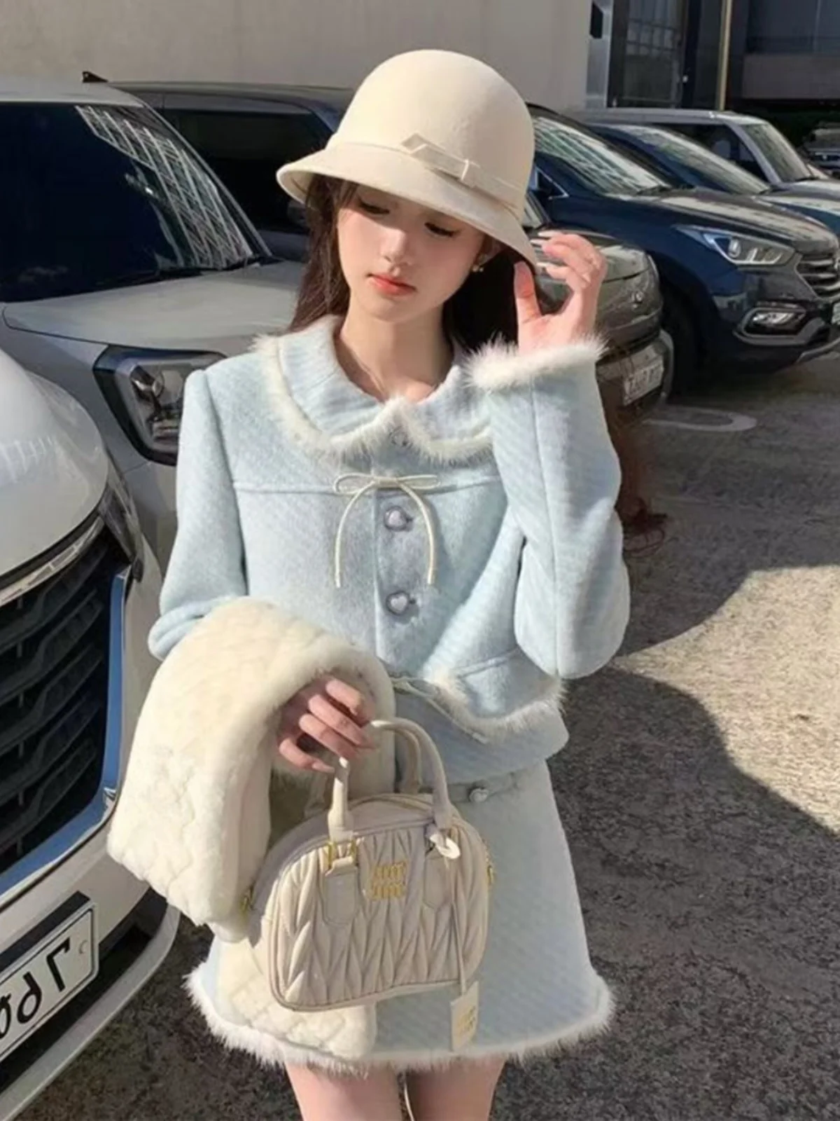 Fujia Qianjin Faion Set Women's ort Doll Collar Coat And Skirt Autumn Winter Woolen Two-Piece Suit Ele Chic
Fujia Qianjin Faion Set Women's ort Doll Collar Coat And Skirt Autumn Winter Woolen Two-Piece Suit Ele Chic