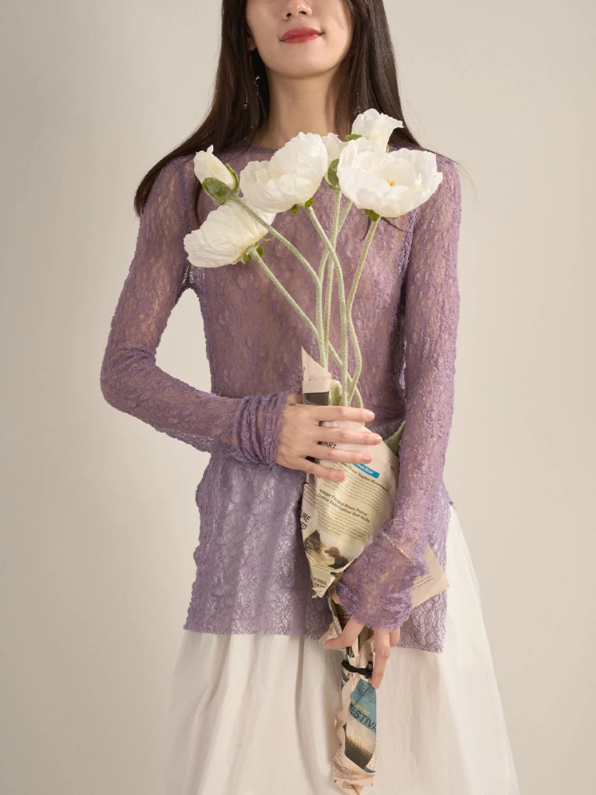 Romantic Elastic Lace Floral Tulle Slim Fit Long Sve Hollow out Layering Top Soft Texture Women's T-irt Spring 2024
Romantic Elastic Lace Floral Tulle Slim Fit Long Sve Hollow out Layering Top Soft Texture Women's T-irt Spring 2024