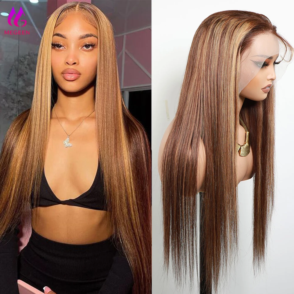 Megeen Burmese 100% Human Hair Wigs Highlight P4/27 Colored Straight 13X4 Lace Front Wig Pre Plucked Honey Blonde Lace Front Wig
Megeen Burmese 100% Human Hair Wigs Highlight P4/27 Colored Straight 13X4 Lace Front Wig Pre Plucked Honey Blonde Lace Front Wig