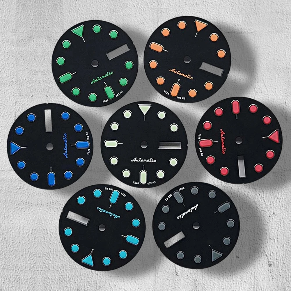 28.5mm S 5 Logo SKX007 Black Dial Suitable for NH36/4R36 Movement Green Luminous Dual Calendar Watch Modification Accessories
28.5mm S 5 Logo SKX007 Black Dial Suitable for NH36/4R36 Movement Green Luminous Dual Calendar Watch Modification Accessories