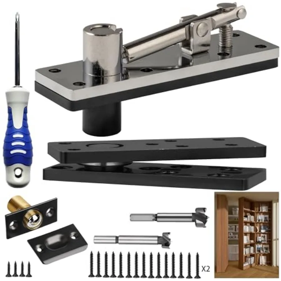 Hidden Door Hinge 360° Swinging Thickened Solid Steel - 600lbs Pivot Hinges for Murphy Door Kit Bookcase, Secret Bookshelf Door
Hidden Door Hinge 360° Swinging Thickened Solid Steel - 600lbs Pivot Hinges for Murphy Door Kit Bookcase, Secret Bookshelf Door