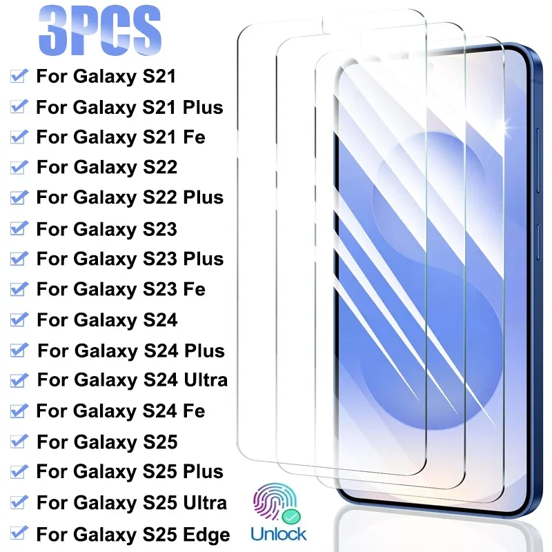 3Pcs Full Cover Tempered Glass For Samsung Galaxy S21 S22 S23 Plus S24 S25 Ultra Edge S21FE S23Fe S24 Fe Screen Protector Film
3Pcs Full Cover Tempered Glass For Samsung Galaxy S21 S22 S23 Plus S24 S25 Ultra Edge S21FE S23Fe S24 Fe Screen Protector Film