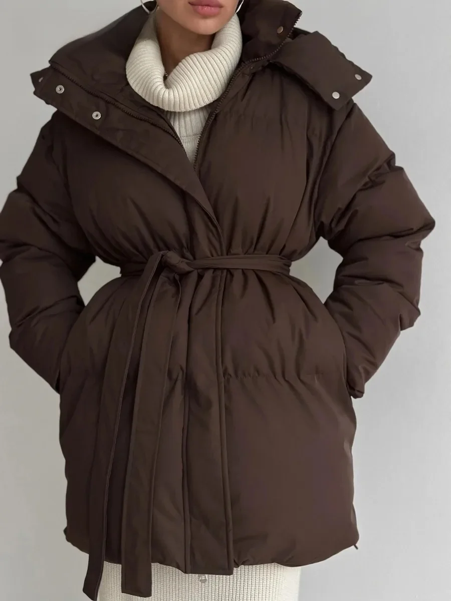 2026 Casual Waist Slimming Hooded Mid To Long Length Bread Women's Thick Cotton Jacket Brown
2026 Casual Waist Slimming Hooded Mid To Long Length Bread Women's Thick Cotton Jacket Brown