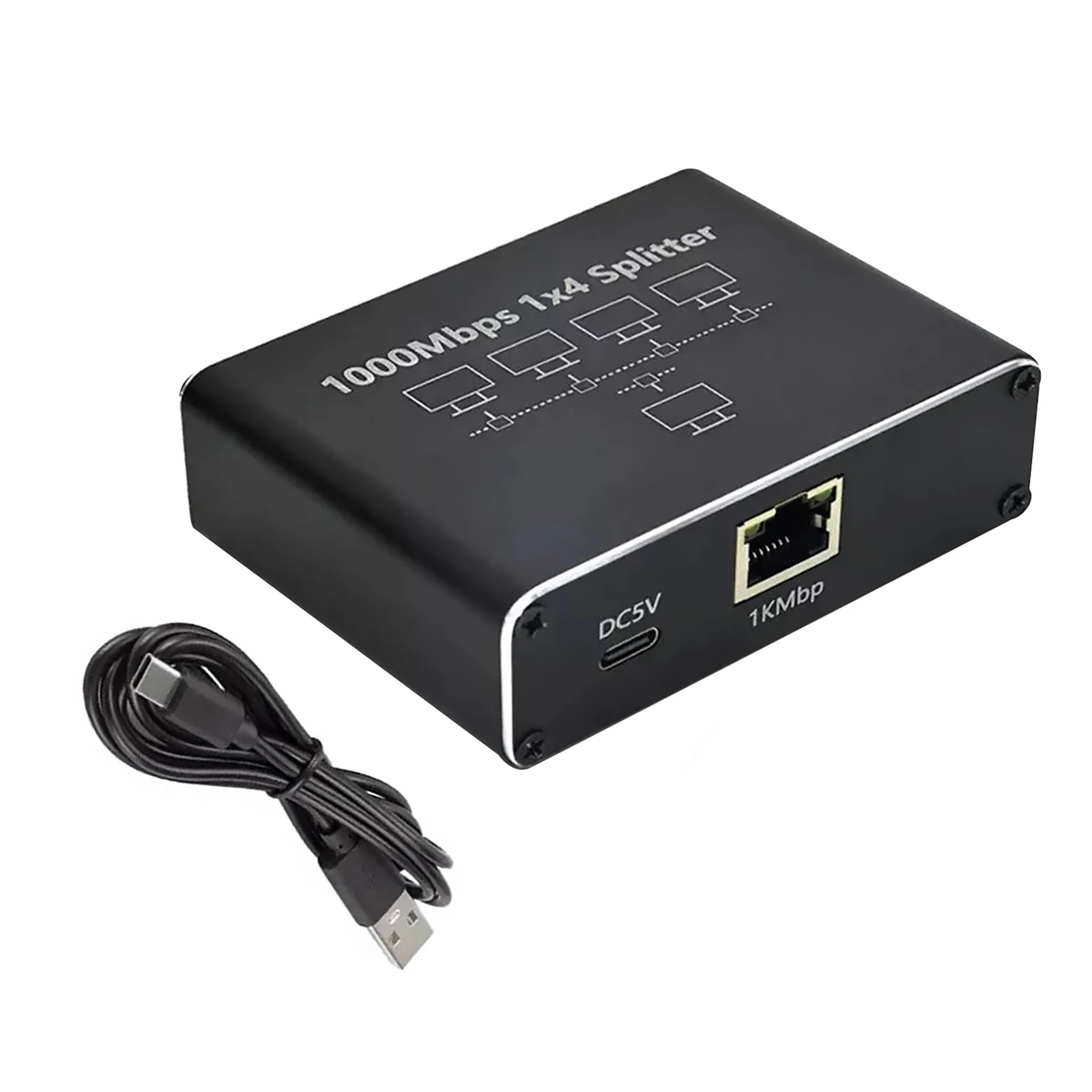 1 to 4 Gigabit Ethernet Splitter RJ45 Network Port Adapter 1000Mbps Aluminum Alloy with USB Power Cable for Cat5/6/7/8 Cable
1 to 4 Gigabit Ethernet Splitter RJ45 Network Port Adapter 1000Mbps Aluminum Alloy with USB Power Cable for Cat5/6/7/8 Cable