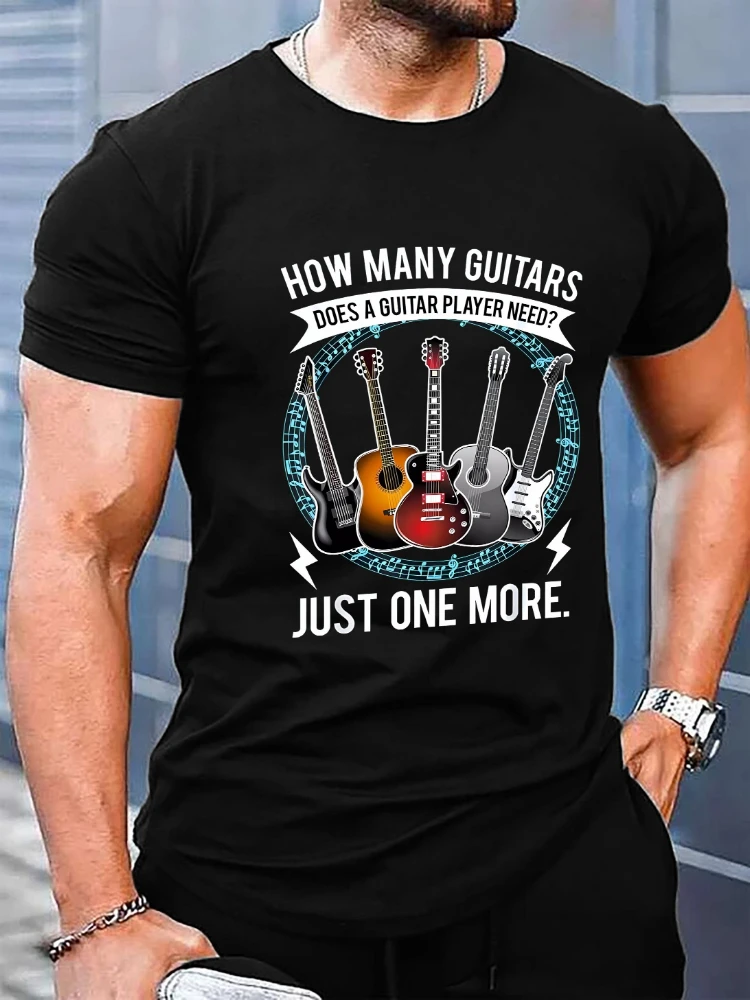 Men's casual T-shirt, cotton print with guitar-T-shirt with round neck and short sleeves.
Men's casual T-shirt, cotton print with guitar-T-shirt with round neck and short sleeves.