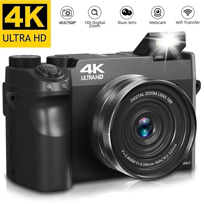 4K HD Digital Camcorder 75MP AF Autofocus Dual Cameras18X Zoom 3.0-inch Screen Anti-Shake with Flashlight for Photography
4K HD Digital Camcorder 75MP AF Autofocus Dual Cameras18X Zoom 3.0-inch Screen Anti-Shake with Flashlight for Photography