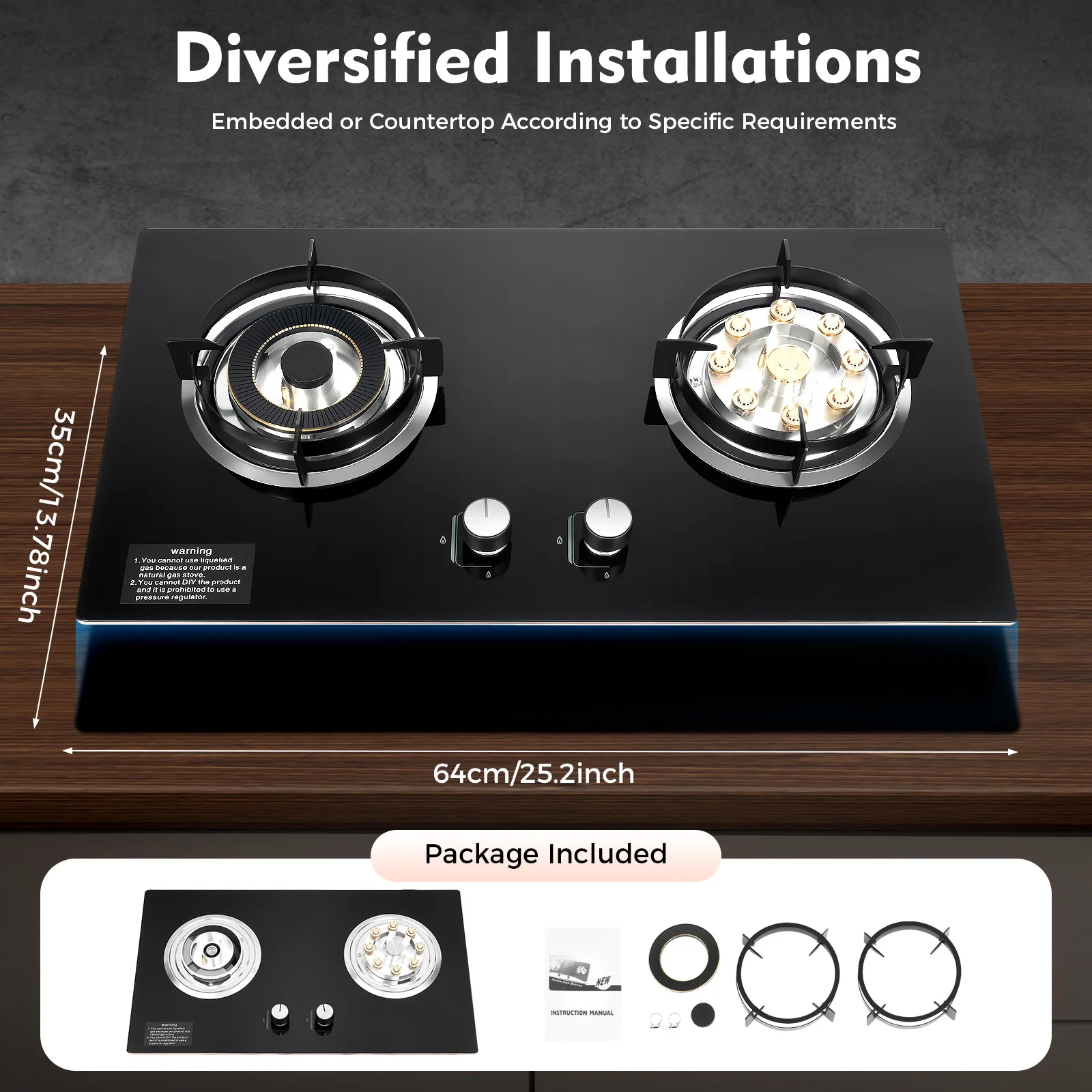 Kitchen accessories-Dual Burner Gas Stove: High Combustion Efficiency, Safe Flameout Protection, and Versatile Cooking
Kitchen accessories-Dual Burner Gas Stove: High Combustion Efficiency, Safe Flameout Protection, and Versatile Cooking