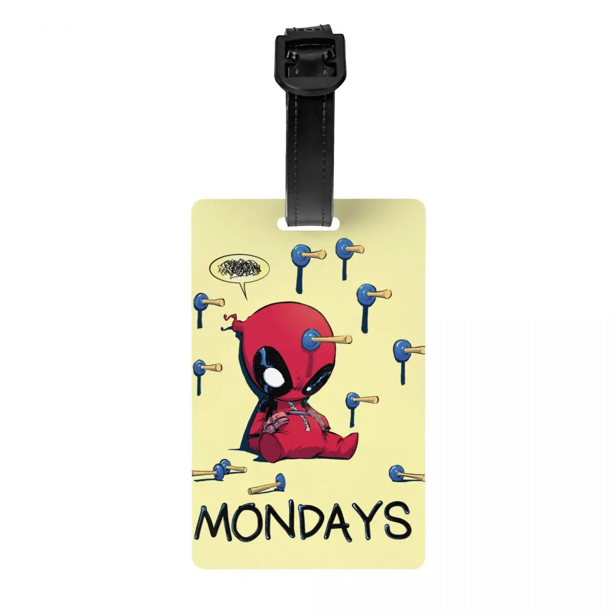 Изготовленная на заказ багажная бирка Deadpool I Hate Mondays для дорожного чемодана, конфиденциальная обложка, имя, удостоверение личности
Изготовленная на заказ багажная бирка Deadpool I Hate Mondays для дорожного чемодана, конфиденциальная обложка, имя, удостоверение личности
