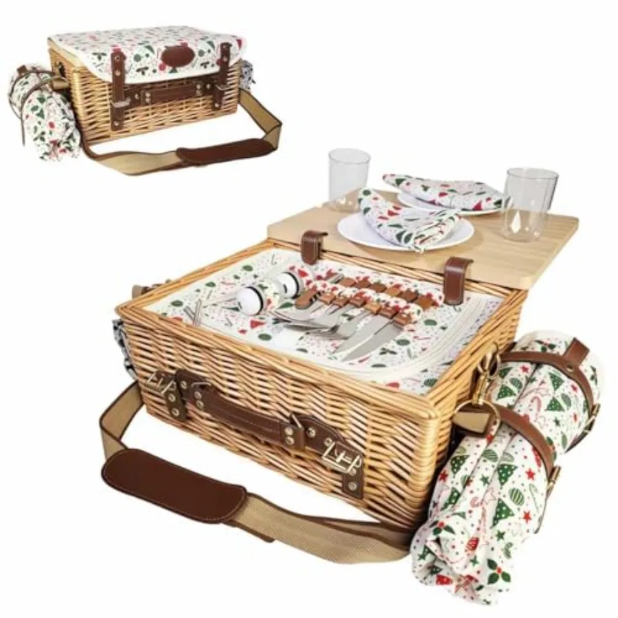 Wicker Picnic Basket Kit Set for 2 Adults with Blanket and Folding Wine Table, Multifunctional Picnic Set Insulated Portable St
Wicker Picnic Basket Kit Set for 2 Adults with Blanket and Folding Wine Table, Multifunctional Picnic Set Insulated Portable St