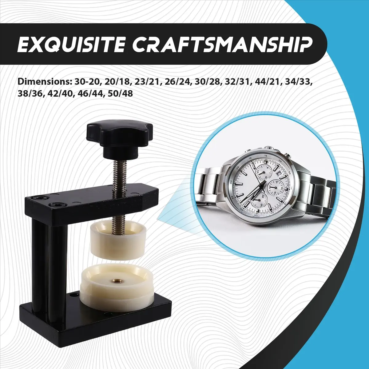 Reliable- Watch Crystal Front Back Case Cover Press Presser Closer&12 Dies Kit Watch Repair Tool
Reliable- Watch Crystal Front Back Case Cover Press Presser Closer&12 Dies Kit Watch Repair Tool