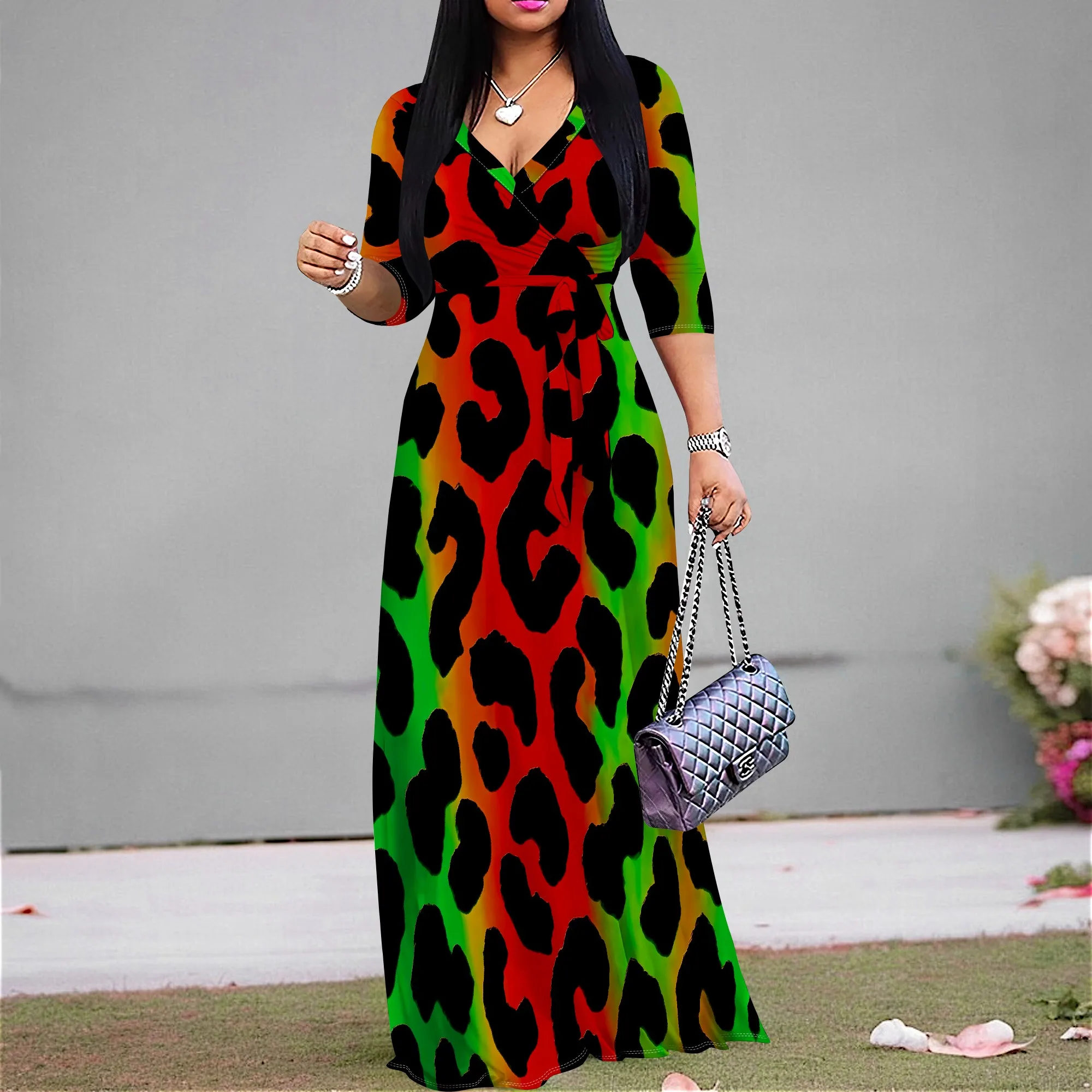 Colorful Leopard Print Maxi Dress S-3XL V-Neck Belted for Summer Party, Bold Street Look or Fashion Brunch
Colorful Leopard Print Maxi Dress S-3XL V-Neck Belted for Summer Party, Bold Street Look or Fashion Brunch
