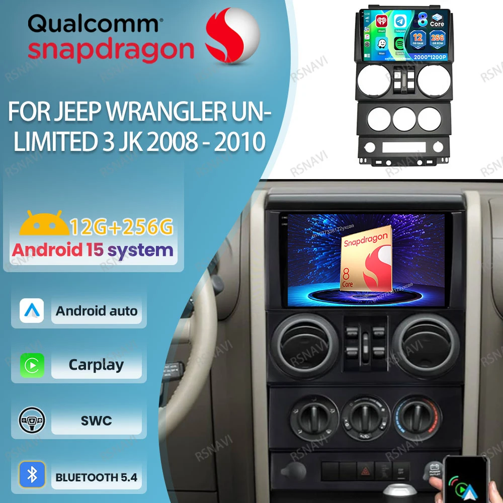 Android 15 Car Radio For Jeep Wrangler Unlimited 3 JK 2008 2009 2010 Navigation 360 Camera Qualcomm Multimedia Snapdragon DSP BT
Android 15 Car Radio For Jeep Wrangler Unlimited 3 JK 2008 2009 2010 Navigation 360 Camera Qualcomm Multimedia Snapdragon DSP BT