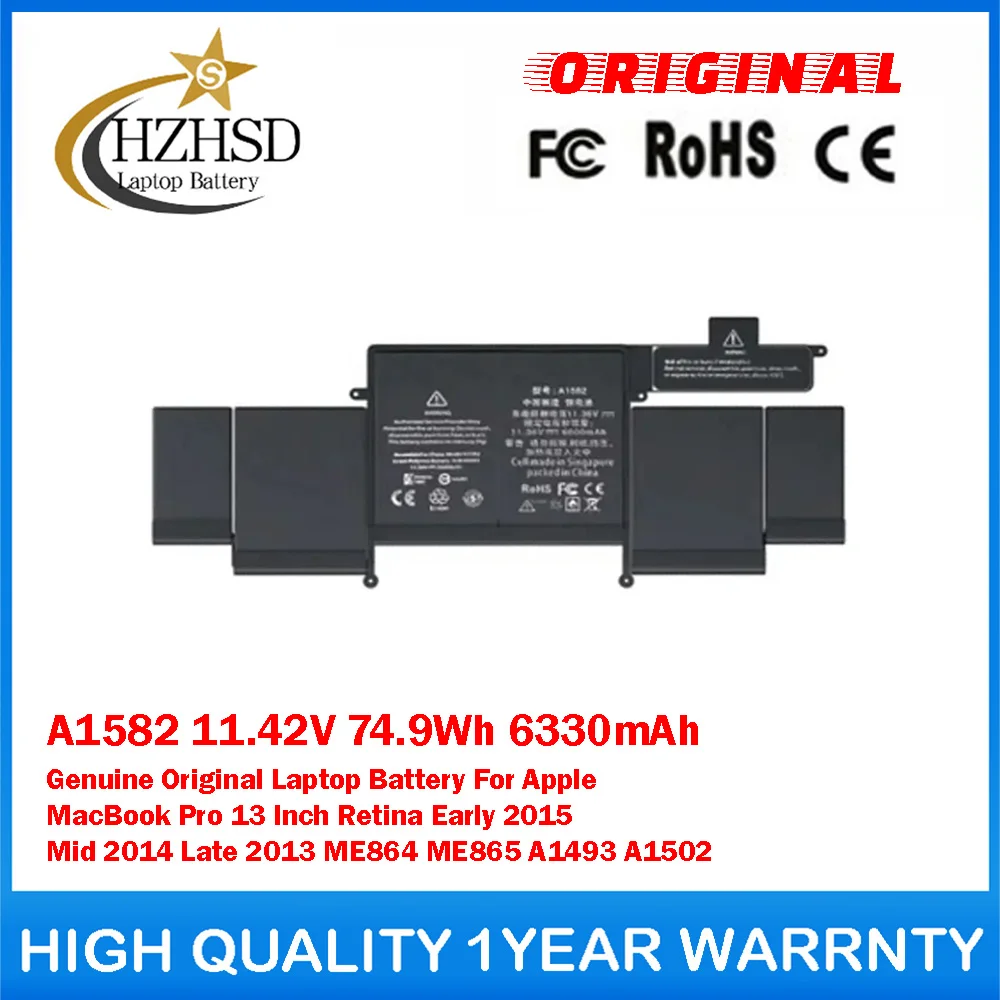 A1582 11.42V 74.9Wh 6330mAh Genuine Original Laptop Battery For Apple MacBook Pro13Inch Retina Early2015 Mid2014 Late 2013 ME864
A1582 11.42V 74.9Wh 6330mAh Genuine Original Laptop Battery For Apple MacBook Pro13Inch Retina Early2015 Mid2014 Late 2013 ME864