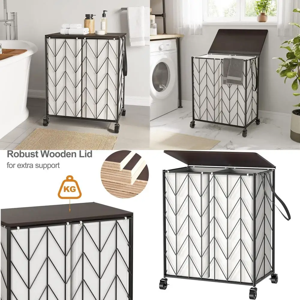 Heavy-Duty Wheeled Laundry Hamper with Removable Liner and Wooden Lid for Large Capacity Sorting (Beige)
Heavy-Duty Wheeled Laundry Hamper with Removable Liner and Wooden Lid for Large Capacity Sorting (Beige)