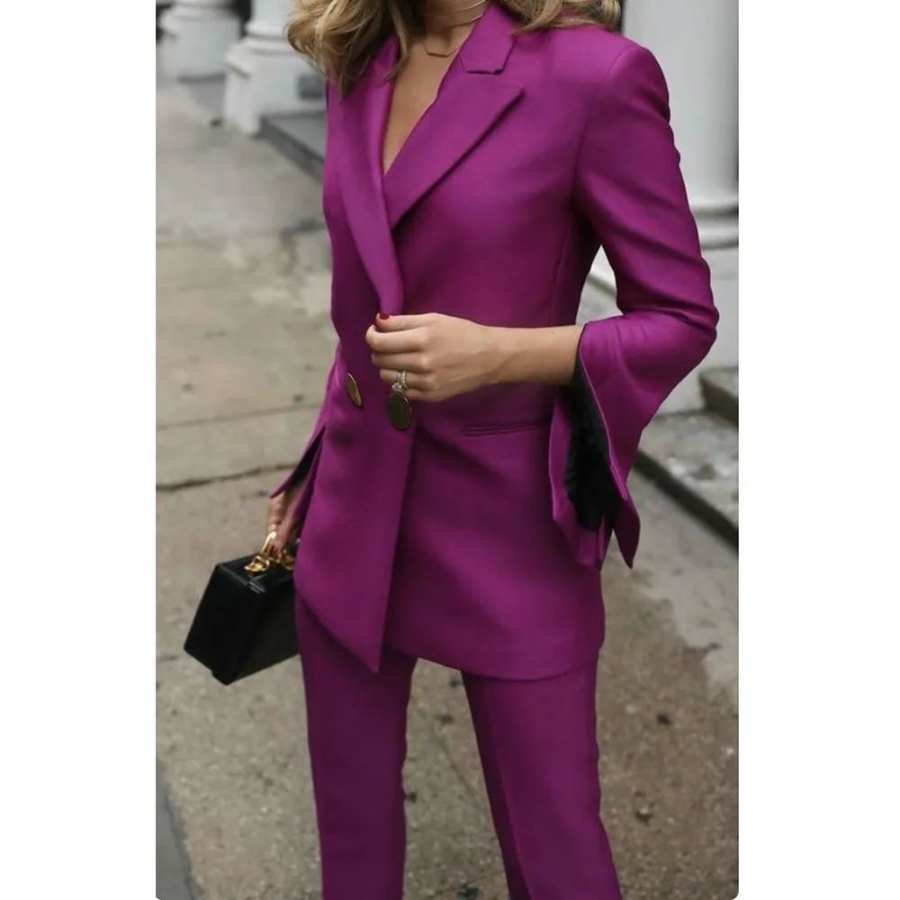 Elegant Solid Color Women's Suit Double Breasted two Piece Jacket Pants Set Smart Slim Fit Office Daily Life Female Clothing
Elegant Solid Color Women's Suit Double Breasted two Piece Jacket Pants Set Smart Slim Fit Office Daily Life Female Clothing