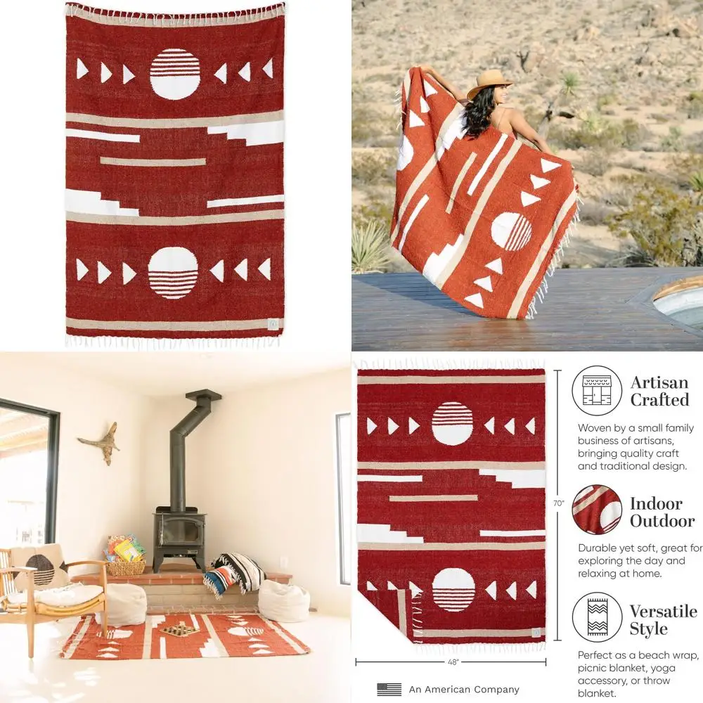 Laguna Beach Textile Co's Traditional Maroon and Tan Mexican Blanket - Perfect for Beach, Yoga, Camping, or Home Decor
Laguna Beach Textile Co's Traditional Maroon and Tan Mexican Blanket - Perfect for Beach, Yoga, Camping, or Home Decor