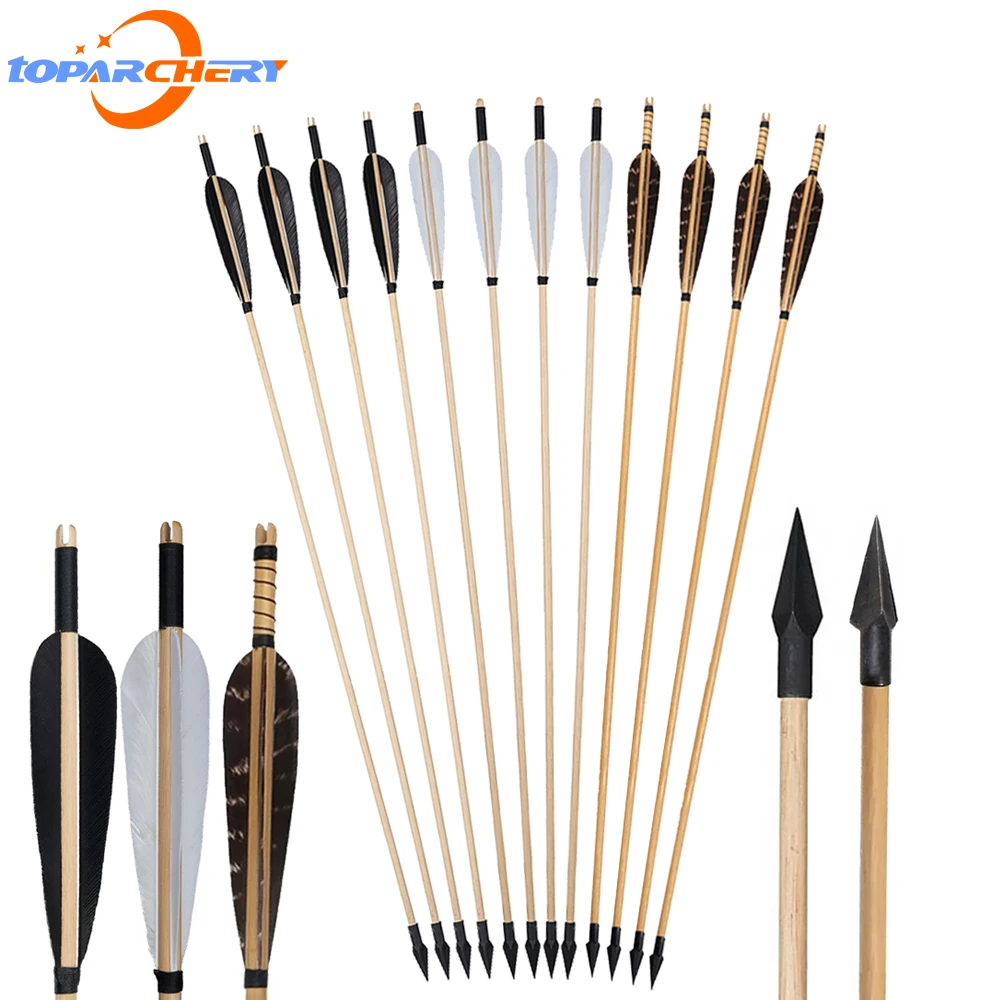 12pcs 31" 8mm Wooden Arrows with 5'' Real Natural Feather 150 grain Arrowhead Archery Arrows for Traditional Recurve Long Bow
12pcs 31" 8mm Wooden Arrows with 5'' Real Natural Feather 150 grain Arrowhead Archery Arrows for Traditional Recurve Long Bow
