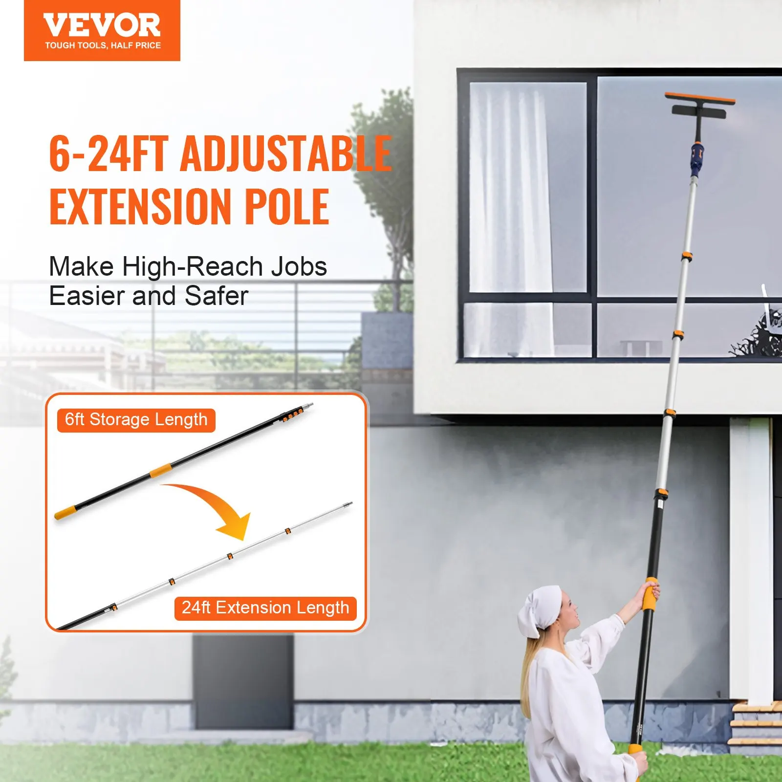 Telescoping Pole, 6 To 24 FT Pole, Extension Multi-Purpose Pole, Sturdy Aluminum Alloy Paint Extendable Pole With Flip-Lock
Telescoping Pole, 6 To 24 FT Pole, Extension Multi-Purpose Pole, Sturdy Aluminum Alloy Paint Extendable Pole With Flip-Lock