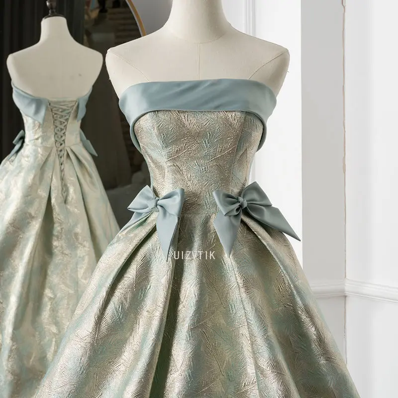 Elegant Strapless Party Dresses Women Off-Shoulder Evening Retro Bow Ball Gown Sleeveless Lace-up Banquet Prom Dress Vestidos
Elegant Strapless Party Dresses Women Off-Shoulder Evening Retro Bow Ball Gown Sleeveless Lace-up Banquet Prom Dress Vestidos
