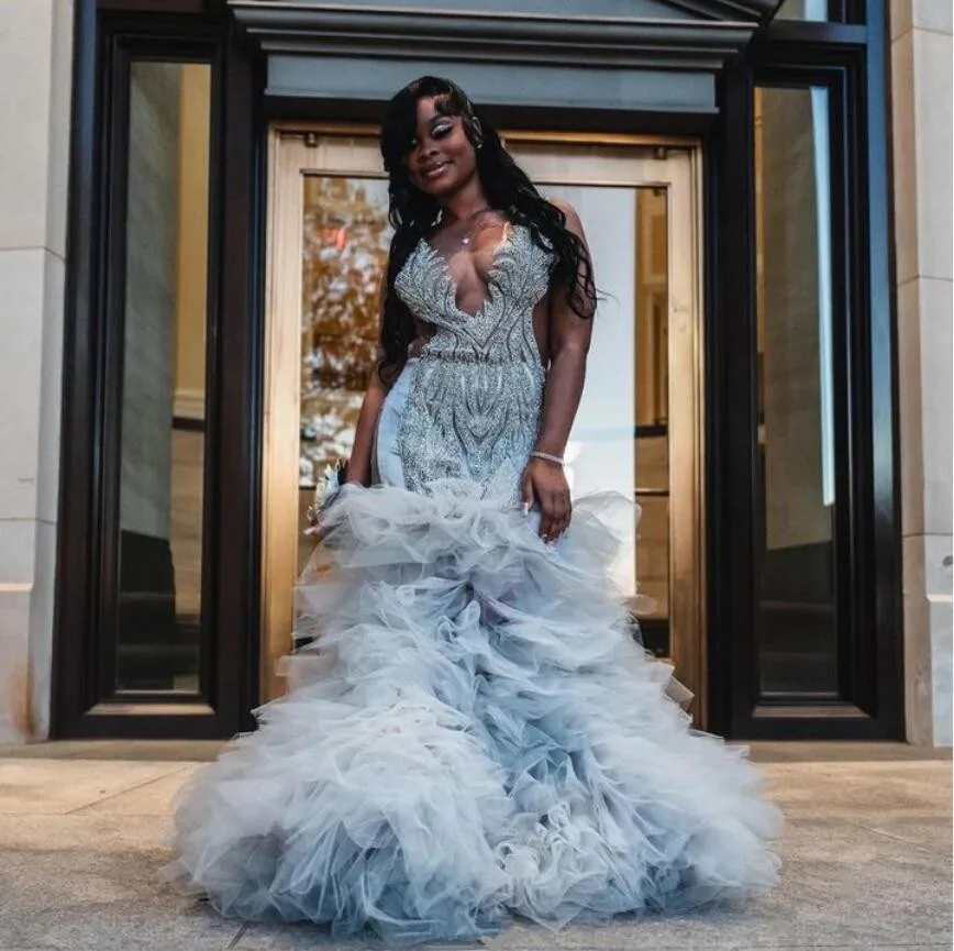 Ivy Diamond Mermaid Prom Dresses for Black Girl Sparkly Crystal Ruffles Skirt Sheer Mesh Evening Birthday Gala Gown customsized
Ivy Diamond Mermaid Prom Dresses for Black Girl Sparkly Crystal Ruffles Skirt Sheer Mesh Evening Birthday Gala Gown customsized