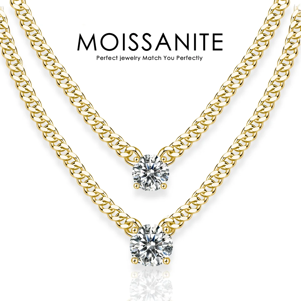 1ct 2ct 3ct Moissanite Cuban Chain Pendant Necklace - Elegant Design in 18K Gold Plated S925 Sterling Silver for Women
1ct 2ct 3ct Moissanite Cuban Chain Pendant Necklace - Elegant Design in 18K Gold Plated S925 Sterling Silver for Women