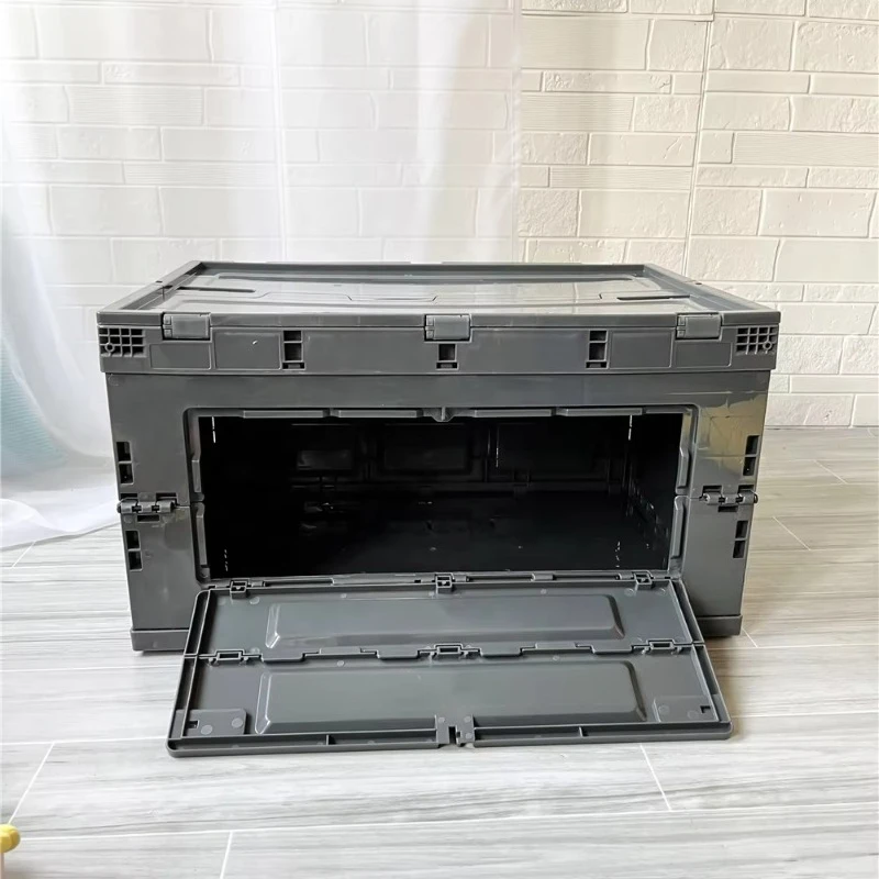 Серая складная пластиковая коробка для хранения с передним открытием 80 л и крышкой для кемпинга
Серая складная пластиковая коробка для хранения с передним открытием 80 л и крышкой для кемпинга