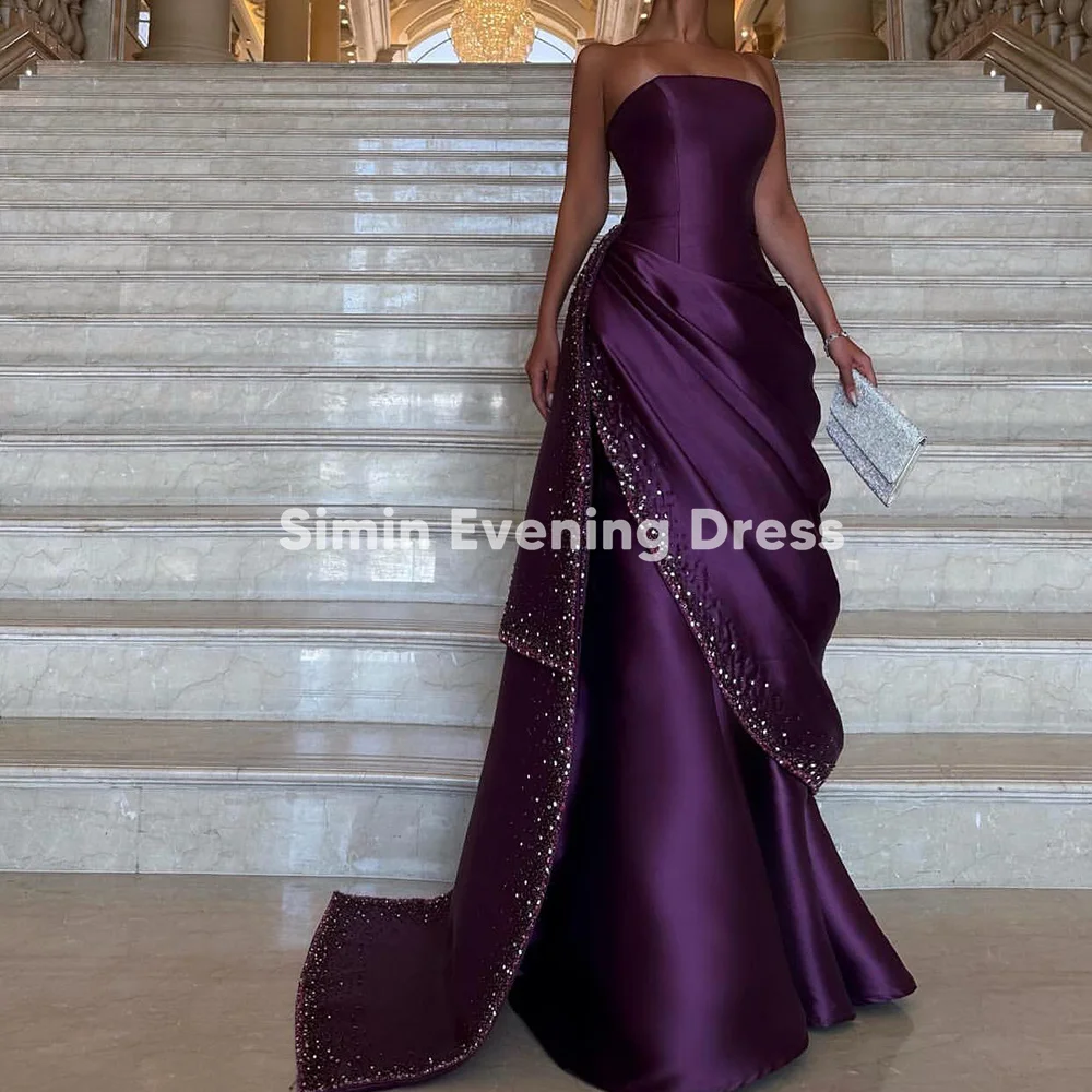 Simin Women's Satin Strapless Beaded Pick-ups Sheath Floor-Length Evening Dresses With Sleeveless Party Elegant Dresses 2025
Simin Women's Satin Strapless Beaded Pick-ups Sheath Floor-Length Evening Dresses With Sleeveless Party Elegant Dresses 2025