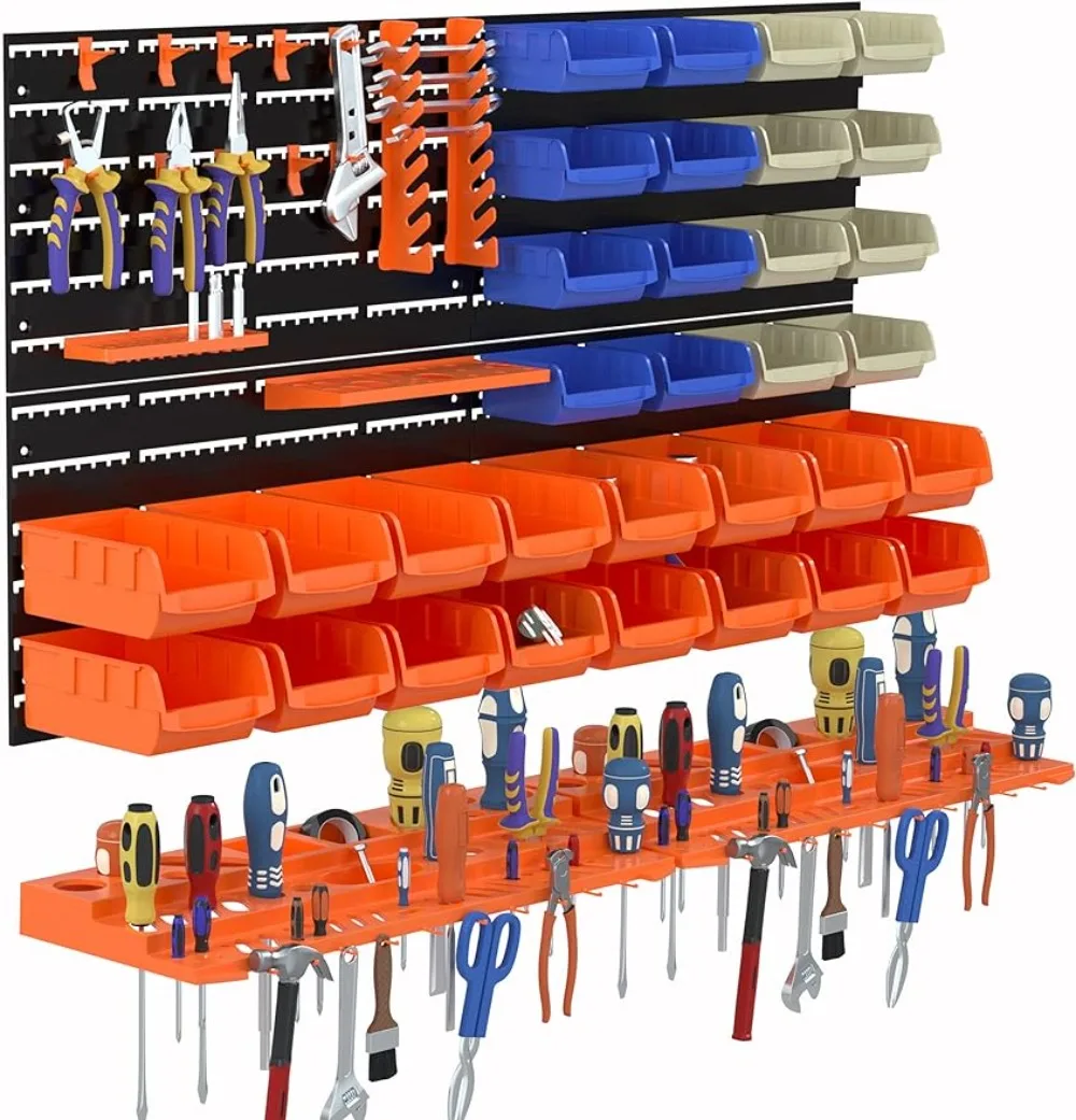 52PCS Wall Mounted Storage Bins Garage Storage Drawers with 4PCS Wall Mounting Peg Boards Workshop Parts Rack Container Tool
52PCS Wall Mounted Storage Bins Garage Storage Drawers with 4PCS Wall Mounting Peg Boards Workshop Parts Rack Container Tool
