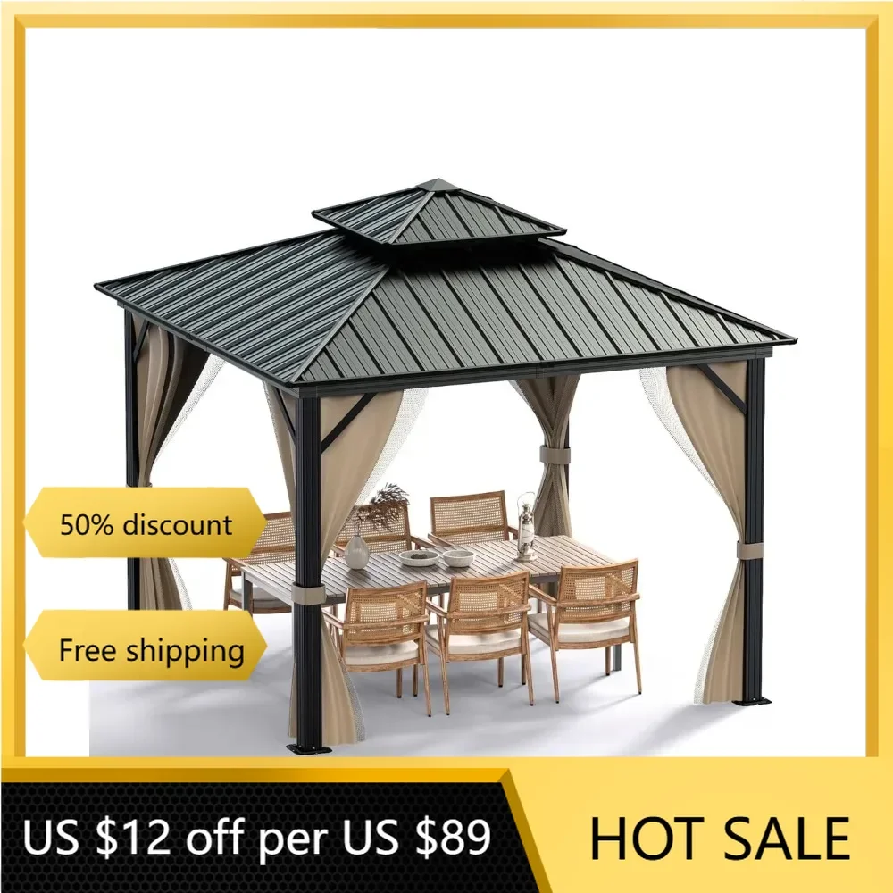Hardtop беседка 10 'x 10' для любой погоды, с двойной металлической крышей, рамой из алюминиевого сплава, сеткой и занавеской, уличный Декор
Hardtop беседка 10 'x 10' для любой погоды, с двойной металлической крышей, рамой из алюминиевого сплава, сеткой и занавеской, уличный Декор